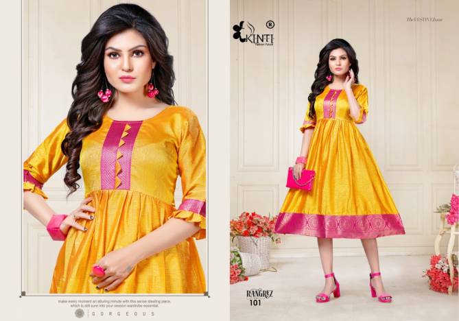 Kinti Rangrez Aura Fancy Flair Block Silk Festive Wear  Anarkali Printed Kurtis Collection 
